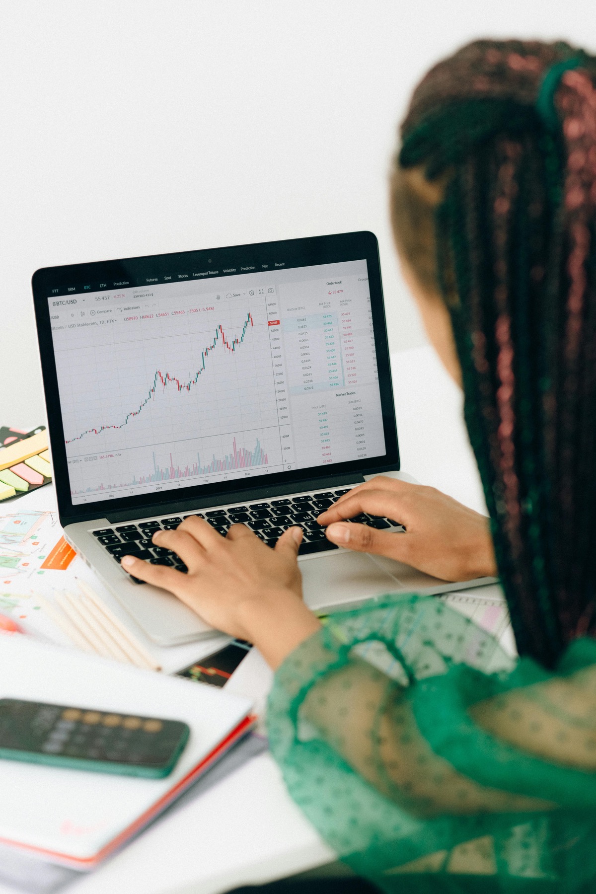 Market dashboard on laptop